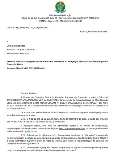 CNE-MEC Official Letter